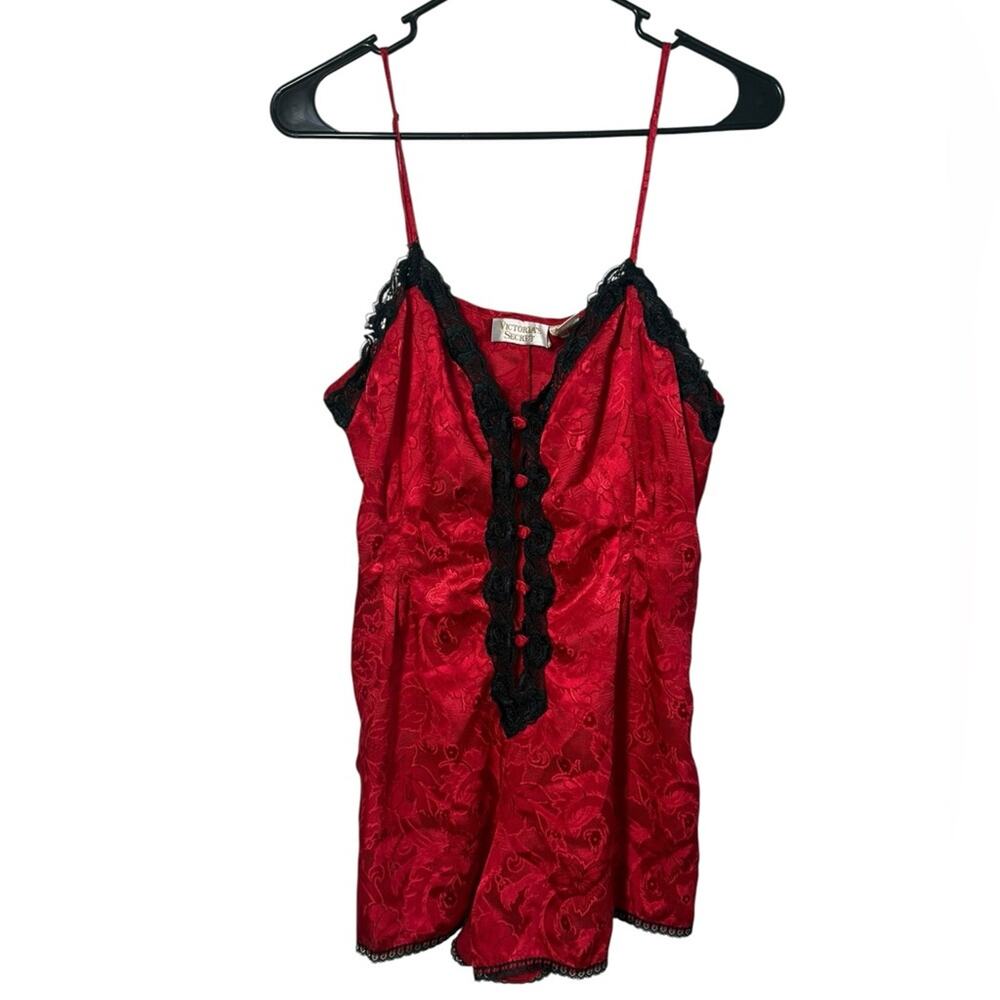 VTG Victoria's Secret Gold Label Damask Pattern Teddy Sz Large